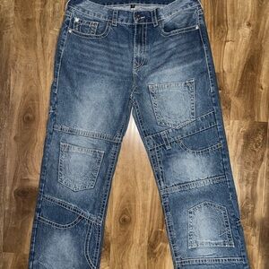 True Religion Vinny Big T Reworked Ultra Baggy Jeans Size 38